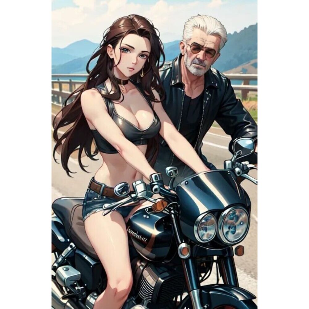 Original Print Decal 2.5 X 3 Group Of 6 Iridescent Holographic‎ Bikers Harley
